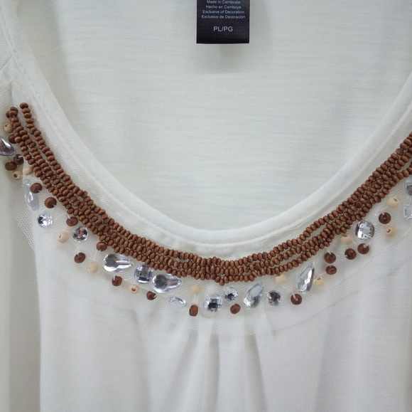NWT Notations Petite White Stones Flutter Sleeve Early 2000's Style PL Top - Picture 5 of 8